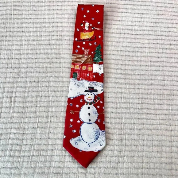 Save The Children Kids Multicolor Silk Laura Age 9 Here Comes‎ Santa Neck Tie OS - Picture 2 of 4